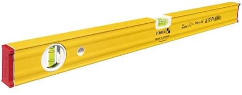 STABILA Magnet-Wasserwaage Type 80 ASM, 60 cm, verstärktes Alu-Profil, extrastarkes Seltenerd-Magnetsystem, 1 Horizontal-Libelle, 1 Vertikal-Libelle, integrierte Rutsch-Stopper, Made in Germany