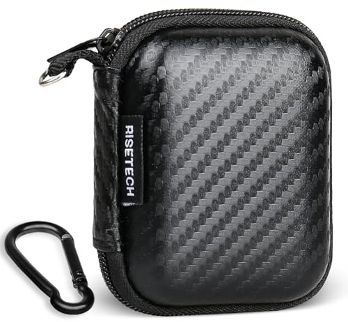 Earbud Case Holder Earphone Case Hard EVA Headphone Storage Bag Small Zipper Pouch Compatible with Wired Earbuds, JBL Vibe Beam, Tune 230NC TWS, TAGRY X08, Btootos A90 Pro, in Ear Monitor -with Clip