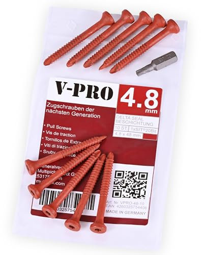 MULTIPICK Zugschraube Schlüsseldienst - [4.8 x 48 mm] Ziehschraube Türöffnung - Zylinder Zieher Schrauben Set - Schloss Schraube Türzylinder - Zugschrauben Glocke - 10 Stück