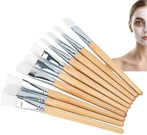 Face Paint Brushes, 10 Pcs Face Mask Brushes, Facial Mask Soft Mud Applicator Brushes Wooden Brush Handle | High-density Microfiber Wool | Comfortable to Use | for Mixing Pearl Powder, Facial Mask Mud