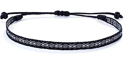 Bracciale Intrecciato,Braccialetti Portafortuna Tibetani Intrecciati A Mano Con Corda Bianca Nera Braccialetti Portafortuna Tibetani Regalo Etnico Fascino Regolabile Per Ragazzo Ragazza Coppie Amici