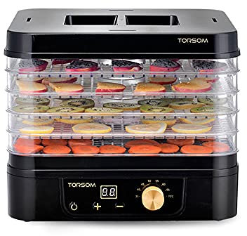 LIALIYA 5-Tray Food Dehydrator, Faster Drying for Beef Jerky, Meat, Fruit, Dog Treats, Herbs, Vegetable, Digital Time & Temperature Control