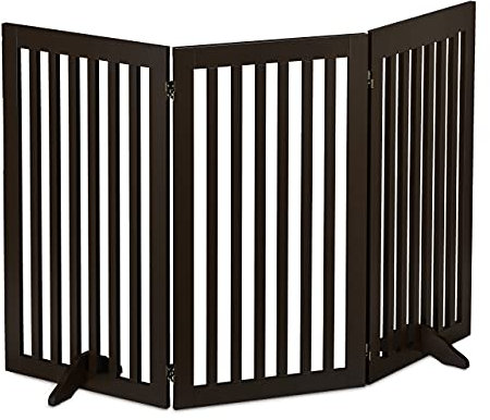 Relaxdays Barrière de sécurité, H x L : 92 x 154 cm, avec Pieds, Pliable, Autonome, pour Chiens, Marron