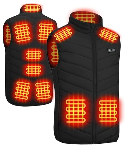 joyvio Electric Heated Vest, Unisex Washable USB Rechargeable Heated Waistcoat Winter Body Warmer Jacket Heated Gilet Coat for Outdoor Activities Men/Women Black (Power Bank Not Included)