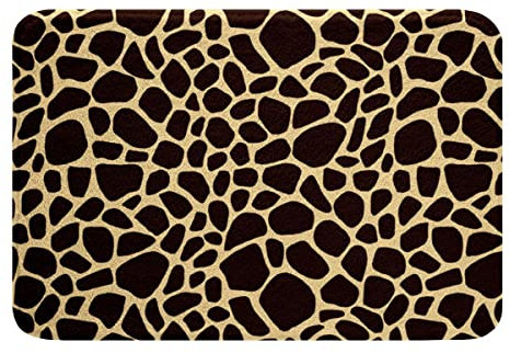 Braune Giraffe Badematte 50x80cm Giraffenhaar Badteppiche für Kinder Jungen Zoo Tierhaut rutschfest Badezimmerteppich Goldbrauner Felldruck Weich Zottelig Schlafzimmer Küche Badvorleger Raumdeko