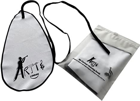 Clarinet Pull-Through Cleaning Cloth – White Microfibre Swab with Pouch for Bb, A, Eb Clarinets & Soprano Saxophone by ARTIE LONDON