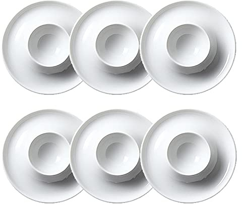 TAMUME Weißes Porzellan Eierbecher Set mit 6 Eierhaltern, Elegantes 6-Teiliges Keramik Frühstückset, Rund