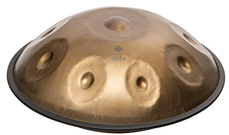 Sela Harmony Handpan Stainless Steel Gold - Bb2 Amara Stimmung - rostfrei & korrosionsbeständig - klangvolles Percussion-Instrument ohne Störgeräusche - Steel Hand-Pan 57 cm groß - inkl. Tasche