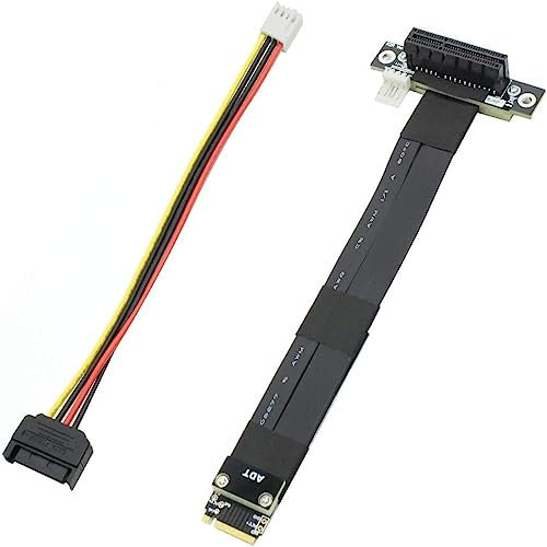 M.2 NGFF NVMe M Key to PCIE 3.0 4X Extension Cable Extender Riser Cable, Black, Straight to Right Angle, 90 Degree Cable, 200mm
