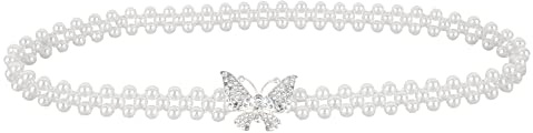 MEGAUK Damen Kettengürtel Perlen Gürtel Elastisch Brautgürtel Taillengürtel Hüftgurt Metallgürtel für Hochzeit Kleid
