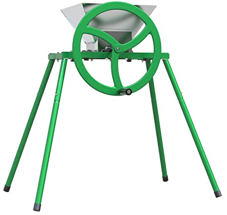 EJWOX 7L Stainless Steel Manual Fruit Crusher with Flywheel & Stand – Hand-Crank Apple & Pear Grinder for Cider & Juice Making