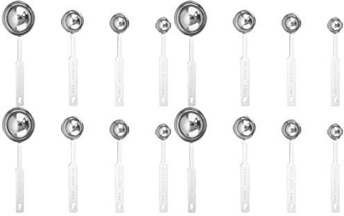 Cabilock 16 Piezas Cuchara Dosificadora De Acero Inoxidable Cucharas Dosificadoras De Cafe Tazas Medidoras Clásicas Pequeño Medición De Ingredientes Vaso Medidor Metal Herramientas Pequeñas