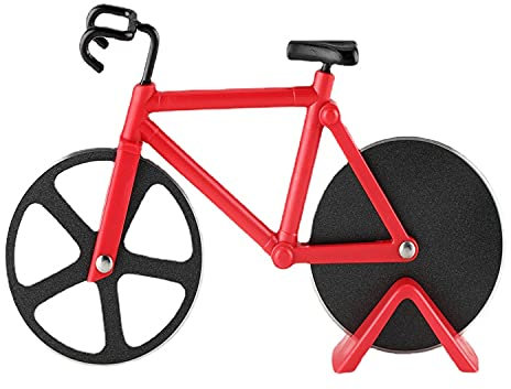 Tagliapizza bicicletta, acciaio inossidabile, taglierina creativa, doppia ruota