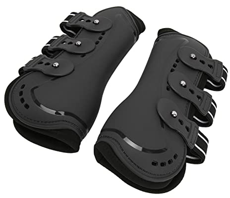 AMONIDA Stinchiere Cavallo Equitazione, Stinchiere Cavallo, Frontale Nero Traspirante Ammortizzante Parastinchi per Gambe di Cavallo per Lunghe Distanze, Salto Ostacoli Ed Esercizi(M)