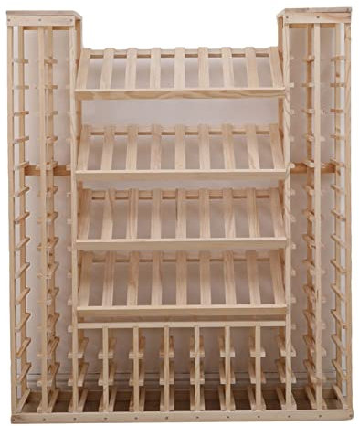 Wine Bottles Rack - Floor-standing Wine Cooler, Countertop Display Stand, Solid Wood Showcase Divider Cabinet, Home/Bar/Counter Wine Organizer Shelf,120 * 30 * 150cm (Color : Wood color)