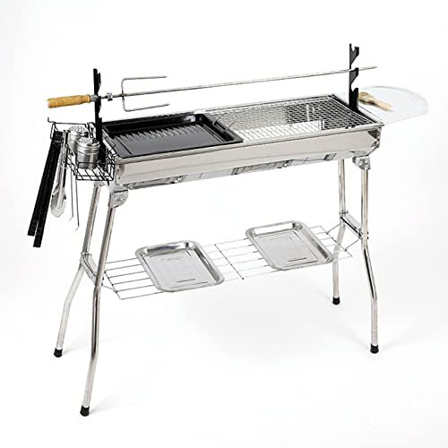 JATIBOSH Barbecue a Carbonella per Grandi Spazi Esterni, BBQ Portatile Pieghevole in Acciaio per Picnic, Viaggi, Giardino, Campeggio Adatto a 5-10 Persone 73x 70x 33 cm