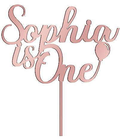 EDSG Personalised 1st Birthday Cake Topper Birthday Decoration Happy Birthday Cake Topper Custom Acrylic Cake Toppers Gifts with Any Name for Kids Baby Boy Girl Party Supplies (Rose Gold)