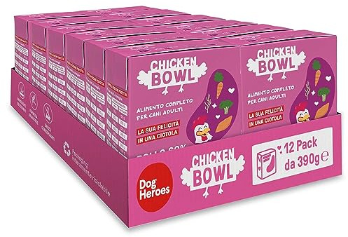 Dog Heroes Cibo Umido per Cani Pollo (60%) | Ingredienti freschi e naturali | Senza cereali | Alimentazione completa e bilanciata | Multipack 12x390g
