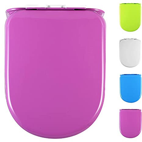 Toilettendeckel, Farbiger WC Deckel Mit Absenkautomatik,mit Quick-Release Funktion für Einfach Reinigung,Toilettendeckel aus Duroplast Mit Verstellbaren Scharnieren Pink Purple