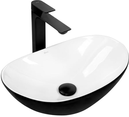 Rea Vasque à poser Royal Mini Black White Lavabo Salle de Bain 480 x 305 x 145 mm en Céramique (noir/blanc)