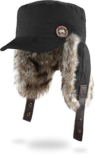 normani Wintermütze Wintercap mit Kunstfell und Ohrenklappen - Warme Innenpolsterung, Winddicht und Schirm für Damen und Herren