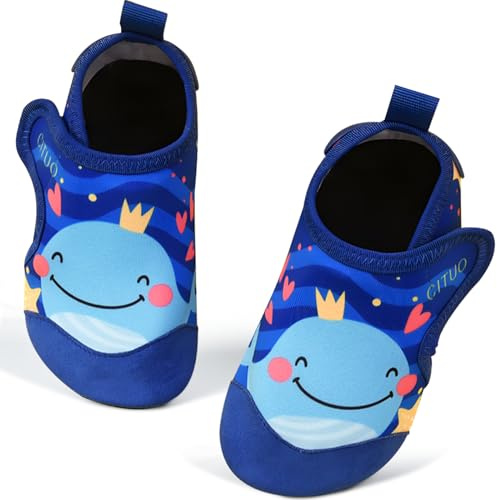 IEEILULU Zapatos Barefoot Niños, Calcetines Piscina Niño, Secado Rápido para Niños y Niñas para Playas, Piscinas, Parques Acuáticos (Ballena Azul, 34-35)