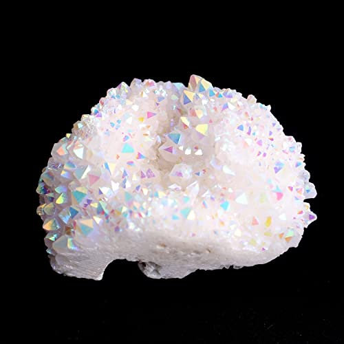 1 STÜCK Natürlicher Aura-Weißquarz-Kristallcluster, Farbpunkt, glänzender Steinquarz-Ornament, Heimdekoration, Geschenk, schöner Kristall, natürliche Lust (White Cluster200_300g)