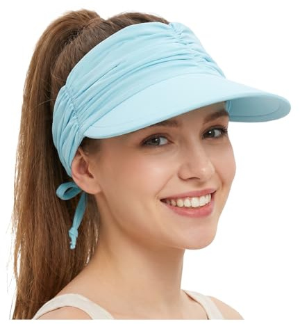 YAMEE Visor Cap Damen UV Schutz,Sonnenvisier Damen Elastisch Sonnenschild,Leicht Sonnenhüte Große Krempe,Sonnenblende Damen Sommerkappe Atmungsaktiv für Strand, Camping, Picknicks,Wandern