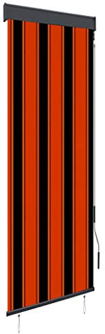 LAPOOH Außenrollo, Sonnenschutz Balkon, Senkrechtmarkise Außen, Sonnensegel Aufrollbar, Windschutz Balkon, Balkon Sichtschutz, Sonnenschutz Vorhang Terrasse, 60 x 250 cm Orange und Braun