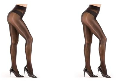 2Pc Glanzstrumpfhosen Damen Sexy - Seidenglatt Feinstrumpfhose Transparent Reißfest Schwarz Hautfarbe Seidenstrumpfhose Nylonstrümpfe Tanzstrumpfhose