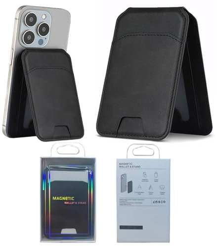 FFWTPY Portecartes Magnétique Pliable Support Téléphone Portable Cuir Synthétique Rangement Compact Adhésif Universel Accessoire Smartphone