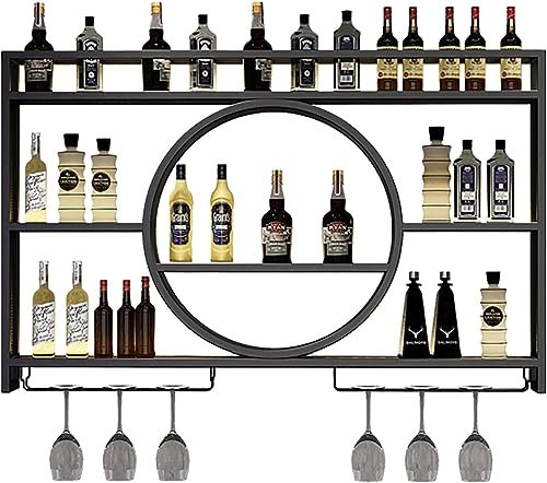 Wall-Mounted Wine Racks, Bar Wine Rack, Wall Mounted Champagne Stemware Glass Storage Rack, Multifunctional Iron Bottle Holder, Wine Glass Rack, Bar Shelves For Liquor Bottles, For Home Kitc