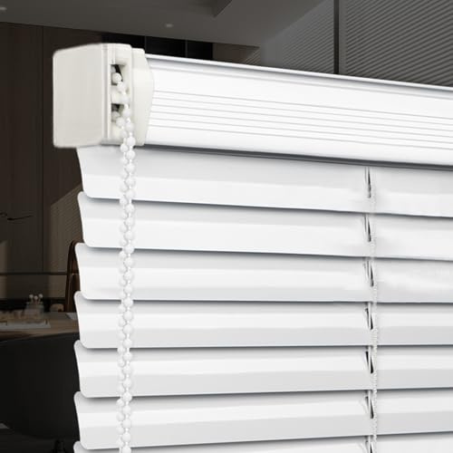 Akuops Blackout Aluminum Venetian Blinds 25mm Slat Blinds Horizontal Window Blinds, Light Adjustment Metal Blinds,Privacy Curtains for Home Office,White,Width x Height (175cm x 120cm(69in x 47in))