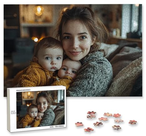 Personalisiertes Fotopuzzle, Personalisiert Puzzle 1000/1500/2000/3000/4000/5000 Teile Erwachsene, Gestalte Selbst Puzzle mit Bild, Holzpuzzle mit Eigenem Foto, für Valentinstag, Weihnachten, E-56