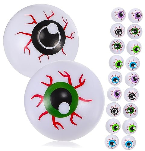 Didiseaon 20 Pcs Halloween Eyeballs Plastic Toy Eyeballs for Halloween Party Supplies Crafts 2.7cm Mixed Color Bounce Eye Balls Decor