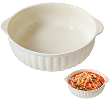 Pirofila rotonda in ceramica, pirofila per lasagne per friggitrice ad aria calda 19 x 16,5 x 5,5 cm, pirofila per lasagne, pirofila lucida con smalto, rotonda, per lasagne, patatine fritte, zuppa