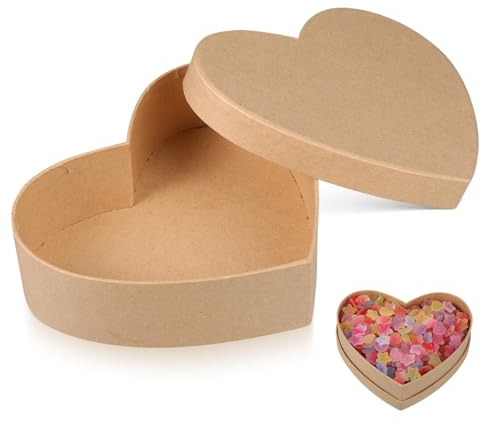 SHERCHPRY Herzförmige Geschenkbox aus Kraftpapier mit Herzöffnung Große Aufbewahrungsbox für Süßigkeiten und Kleine Geschenke zum Valentinstag