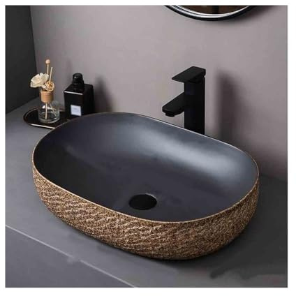 NexaGeniX Lavabo da appoggio Lavabo da appoggio Grande, lavabo Singolo, lavabo Ovale in Ceramica for Bagno, for Interni ed Esterni, con Accessori Lavabi in Ceramica