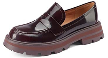 ETZRYSYB Women's flat shoes Women's Shoes Casual Casual Shoes, Round Head Platform Shoes, Women's Shoes(Wine red,5.5 UK)