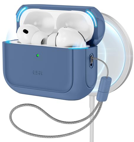 ESR Hülle für AirPods Pro 3, MagSafe-kompatibel, Vollschutz, Marineblau | Schutzhülle mit Handschlaufe, kompatibel mit AirPods Pro 3. Gen. (2025), Orbit Hybrid Serie
