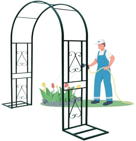 Treillis d'arche de jardin pour plantes grimpantes et roses, support d'arche de jardin en métal, décoration de mariage et de fête (noir, 300 x 230 cm) - Treillage de support pour plantes d'extérieur
