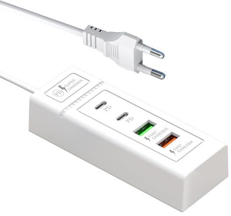 Tira De Carga USB, Cargador Teléfono, Rápida Estación Teléfono Móvil 4 Puertos, Escritorio Antisobrecalentamiento para Viajes Negocios, Auricular