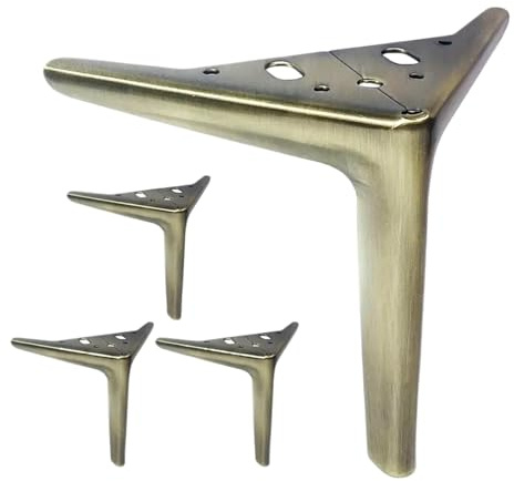 VDSRPSDLQ 4 piece Antique brass furniture legs, 6 - perfect for DIY sofa, table, chair and bed supports | Mid-century modern metal replac