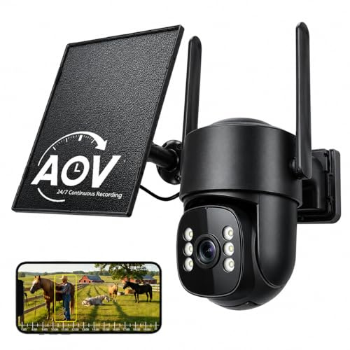 woomo 4G LTE Solar Security Camera, No WiFi or Power Needed, Off-Grid Smart AI Camera with 24/7 Continuous Recording, 2K HD, 270° Pan 90° Tilt, Color Night Vision, Two-Way Talk, Waterproof
