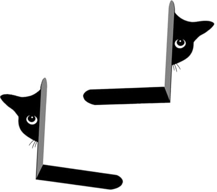 LIXSAZSE 2 Stück Metall Buchstützen in Katzenform, künstlerische Desktop Organizer Skulptur für das Home Office mit einzigartiger schwarzer Peeping Katze