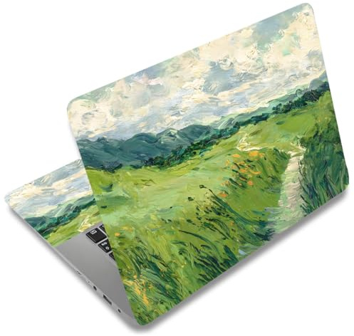 SUPERDANT 3 Stück Wiederverwendbare PVC Laptop Folie Aufkleber 38x27cm Grünlandschaft Ölgemälde Zuschneidbar Abdeckung Kompatibel mit 12 13 13.3 14 15 15.4 15.6 Zoll Notebooks Bunt
