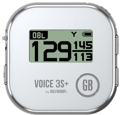 GOLFBUDDY Voice 3S+ Talking Golf GPS Rangefinder | Clip-On Hat GPS with Slope On/Off | Audio Distance to Front/Center/Back | 40,000 Courses | 18-Hour Battery | No Subscription Fees (Gray)