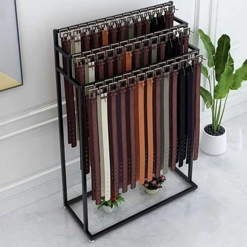 3 nivåer metallbälte displayställ med slipshållare halsduk och sjal snygga kläder monter för detaljhandel perfekt för mode accessoarer förvaring