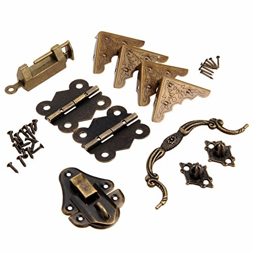 Box Corner Protectors Lock Latch Hasp with Handle Hinges Hardware Kit