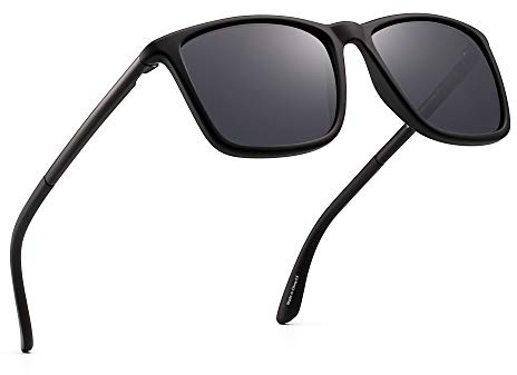 JIM HALO Polarisiert Fahren Sonnenbrille Retro Platz UV Schutz Klassisch Sonne Brille Herren(Schwarz/Polarisiertes Grau)